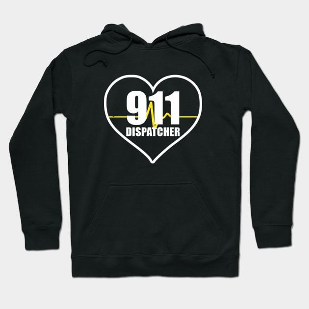 911 Dispatcher Heart Thin Gold Line Hoodie by bluelinemotivation